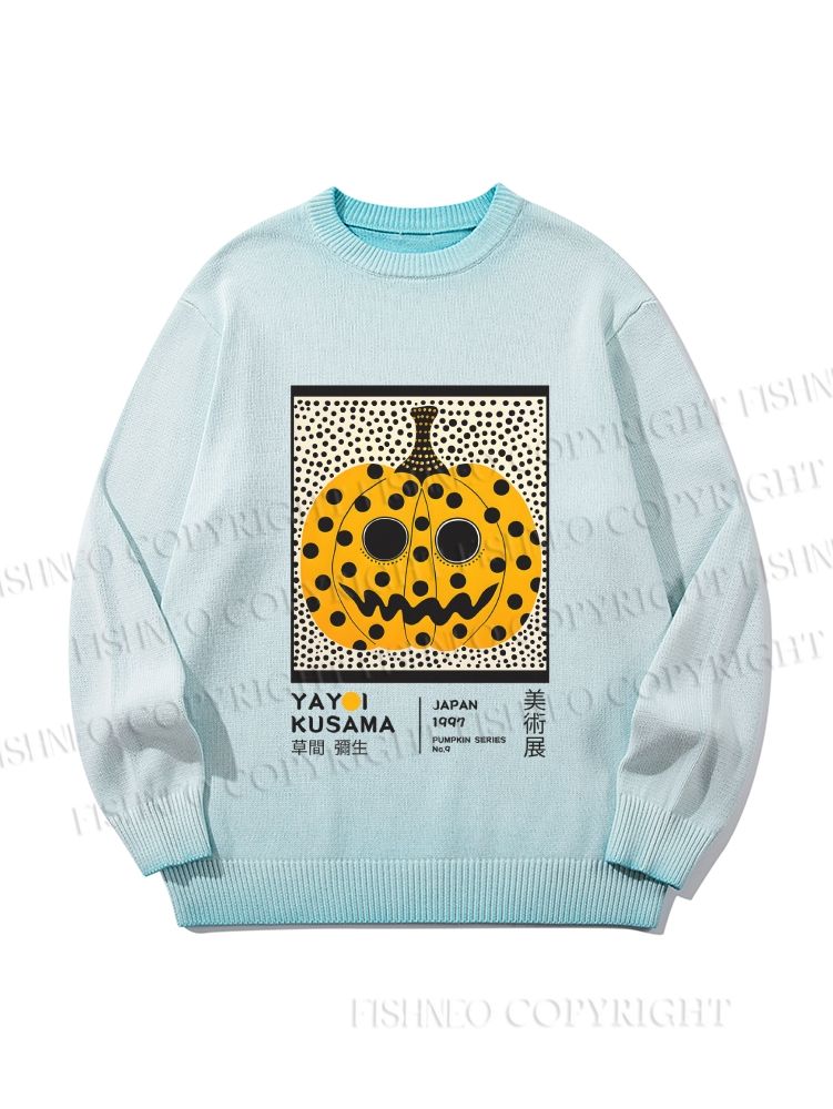 Unisex Yayoi Kusama Halloween Pumpkin Gradient Casual Sweater