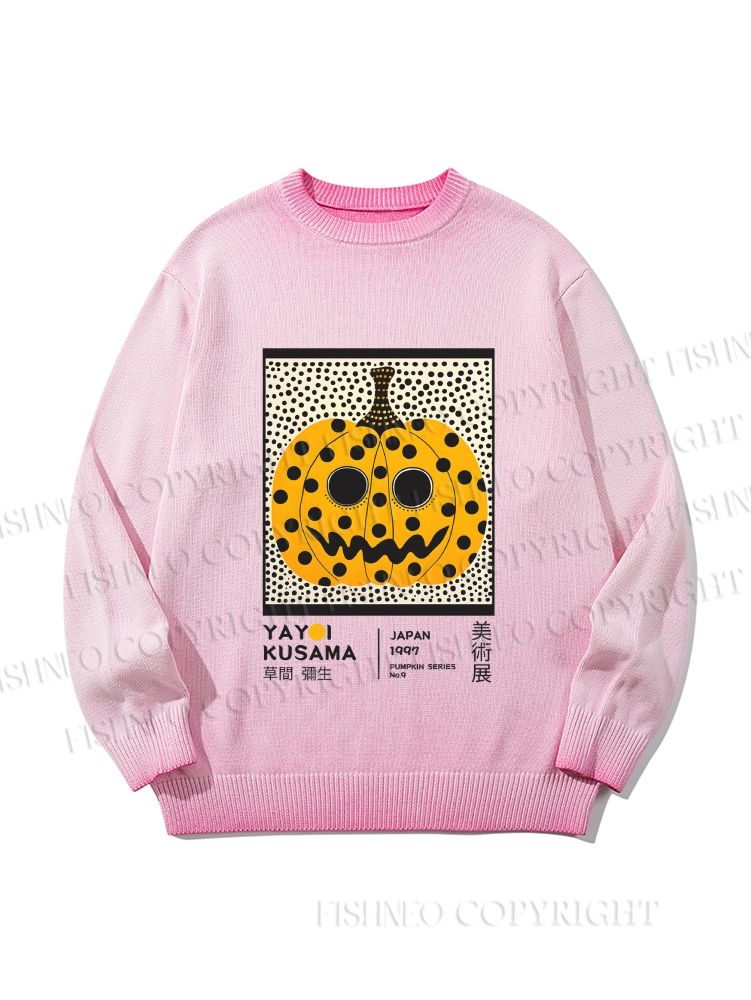 Unisex Yayoi Kusama Halloween Pumpkin Gradient Casual Sweater