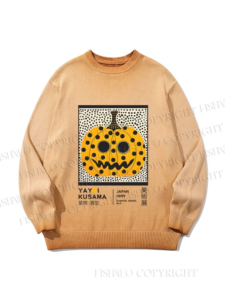 Unisex Yayoi Kusama Halloween Pumpkin Gradient Casual Sweater