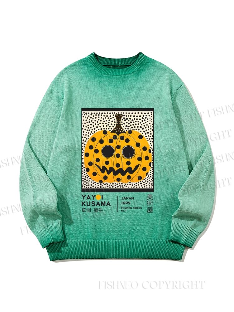 Unisex Yayoi Kusama Halloween Pumpkin Gradient Casual Sweater