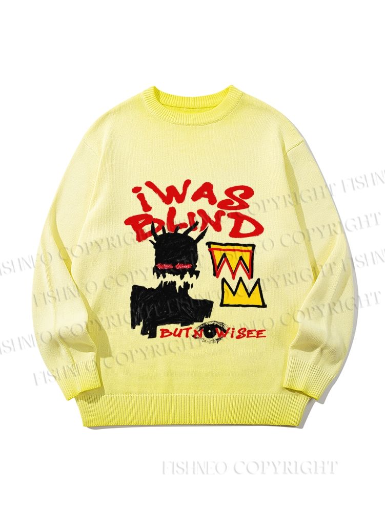 Unisex Jean-Michel Basquiat I Was Blind Gradient Casual Sweater