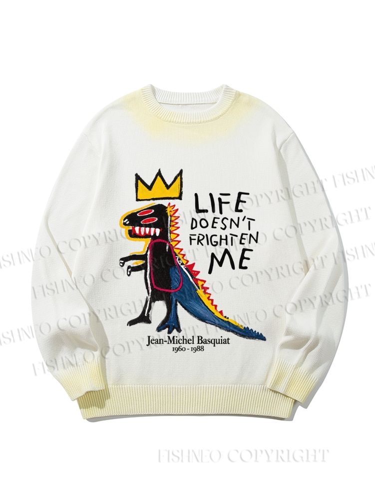 Unisex Jean-Michel Basquiat Life Doesn't Frighten Me Gradient Casual Sweater