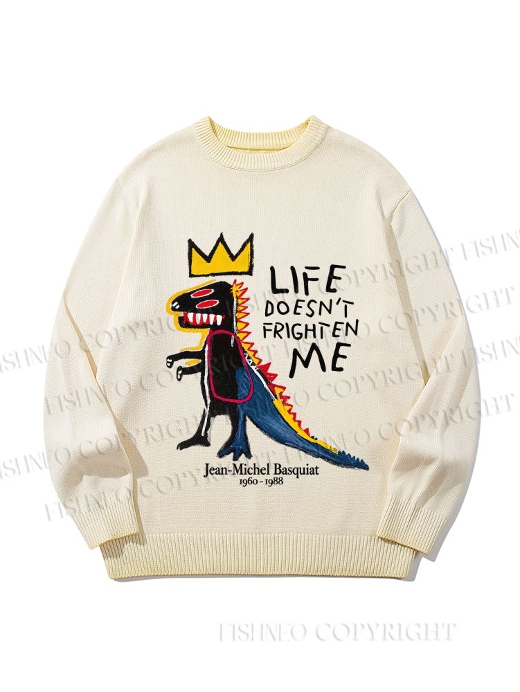 Unisex Jean-Michel Basquiat Life Doesn't Frighten Me Gradient Casual Sweater