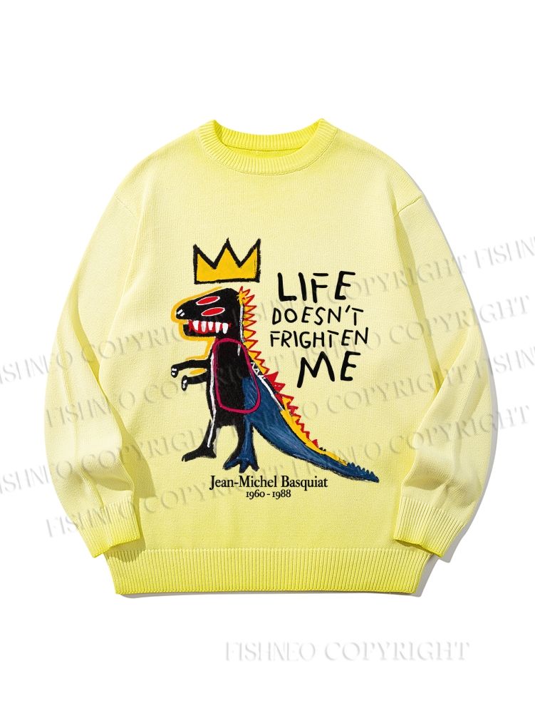 Unisex Jean-Michel Basquiat Life Doesn't Frighten Me Gradient Casual Sweater