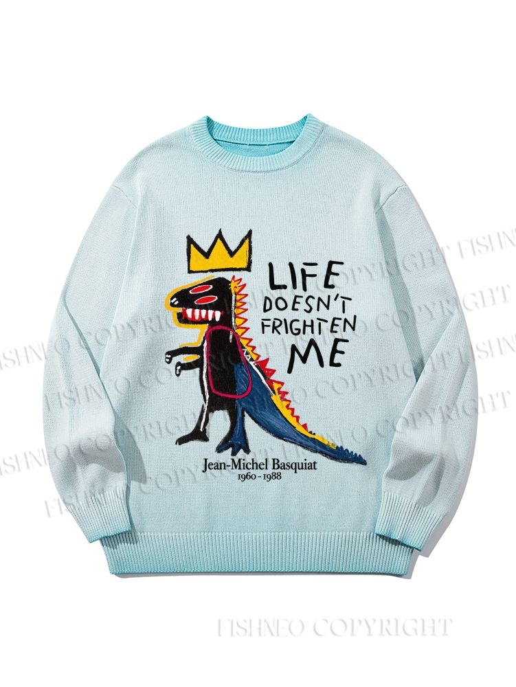 Unisex Jean-Michel Basquiat Life Doesn't Frighten Me Gradient Casual Sweater