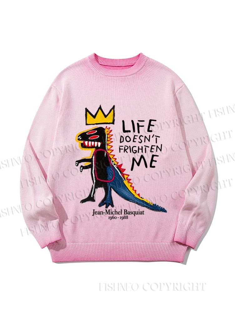 Unisex Jean-Michel Basquiat Life Doesn't Frighten Me Gradient Casual Sweater