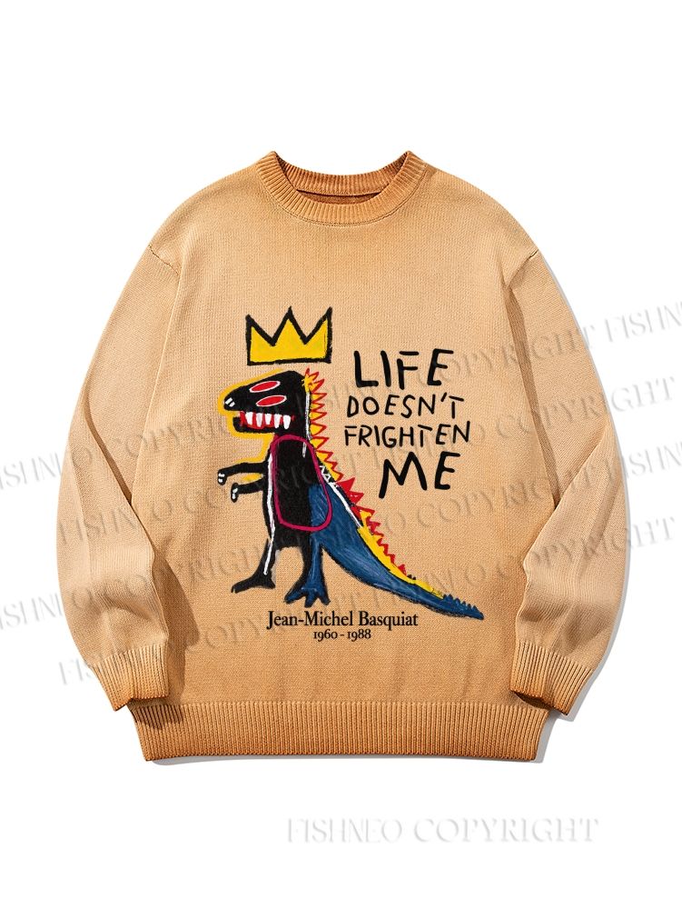 Unisex Jean-Michel Basquiat Life Doesn't Frighten Me Gradient Casual Sweater