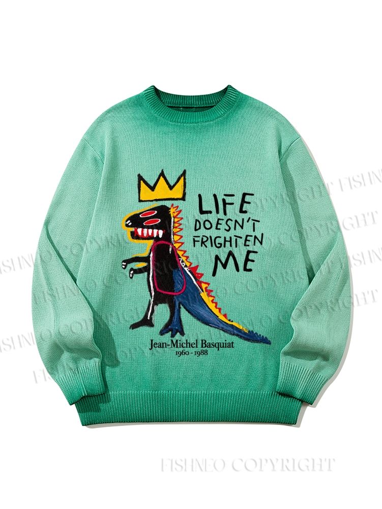 Unisex Jean-Michel Basquiat Life Doesn't Frighten Me Gradient Casual Sweater