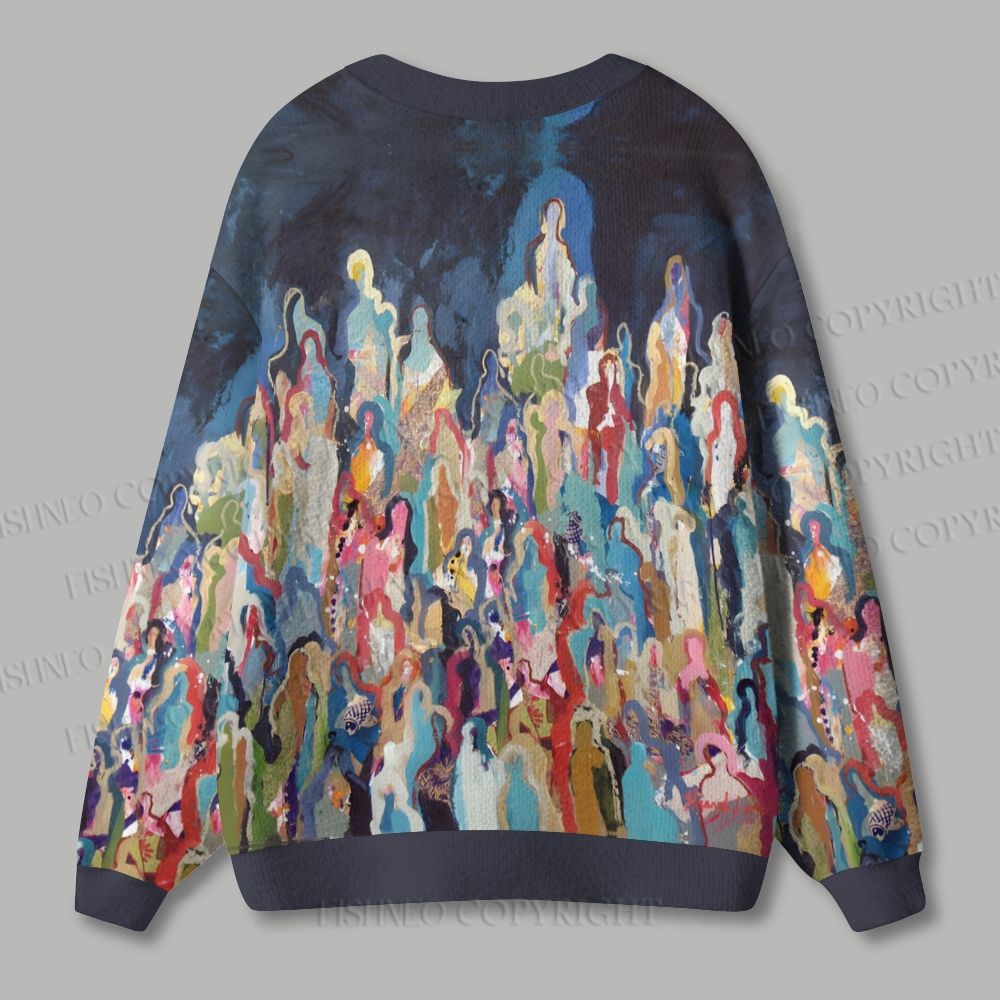 Rise With The Crowds Ugly Cardigan Sweater