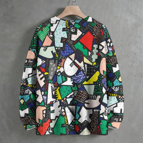 Abstract Geometric Graffiti Crew Neck Sweater