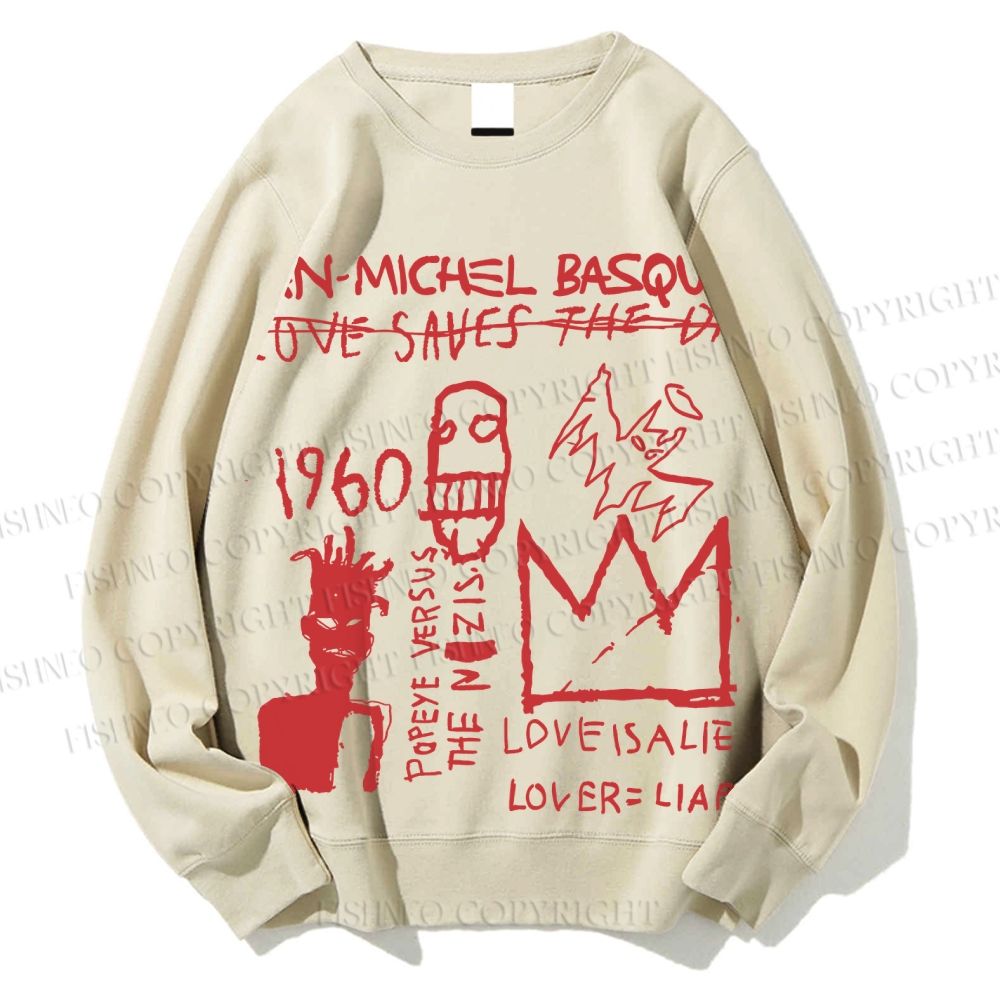Unisex Jean-Michel Basquiat Graffiti Printed Sweatshirt