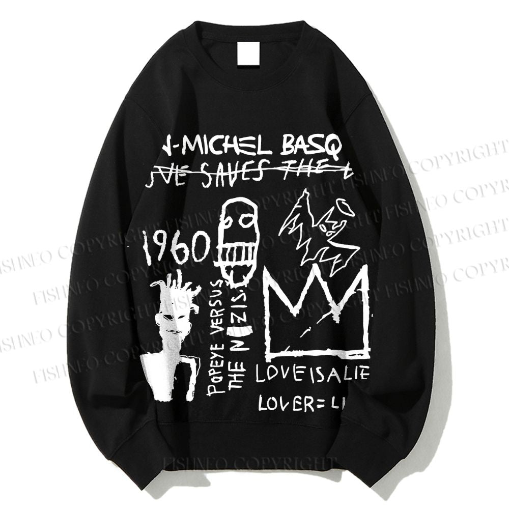 Unisex Jean-Michel Basquiat Graffiti Printed Sweatshirt