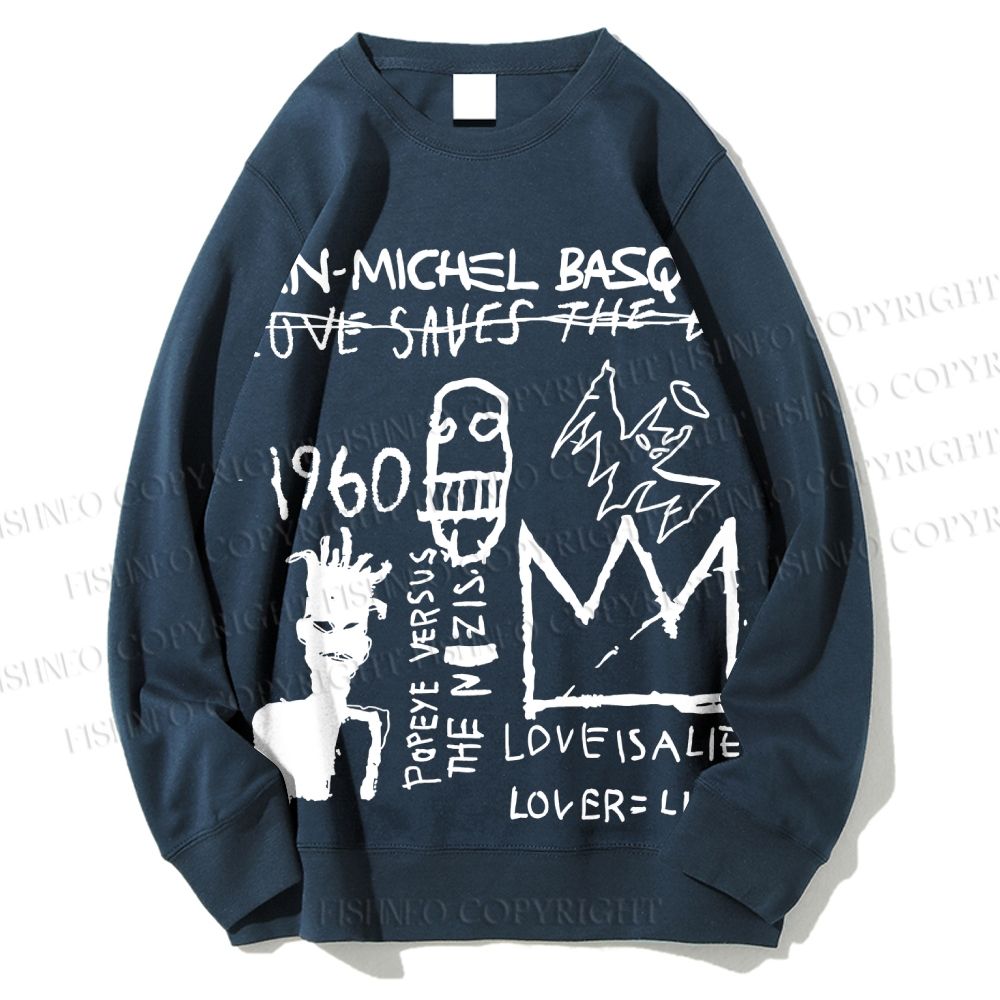 Unisex Jean-Michel Basquiat Graffiti Printed Sweatshirt