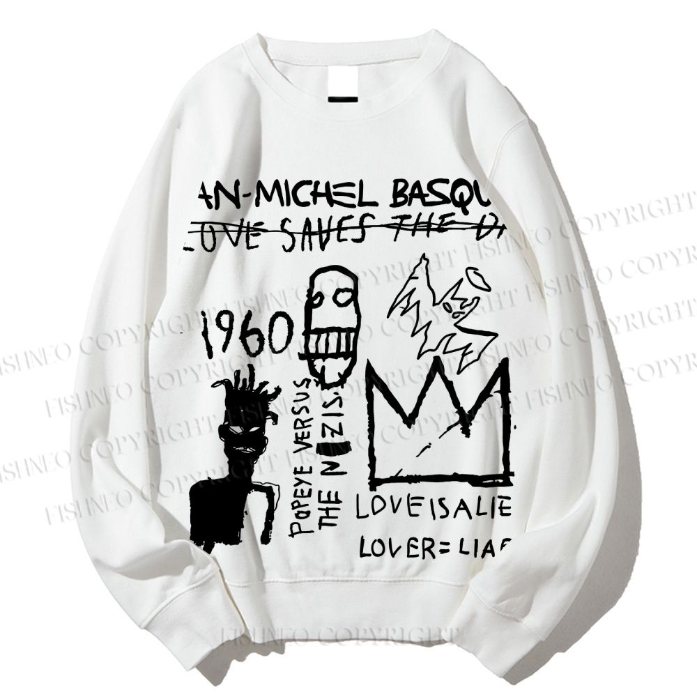 Unisex Jean-Michel Basquiat Graffiti Printed Sweatshirt