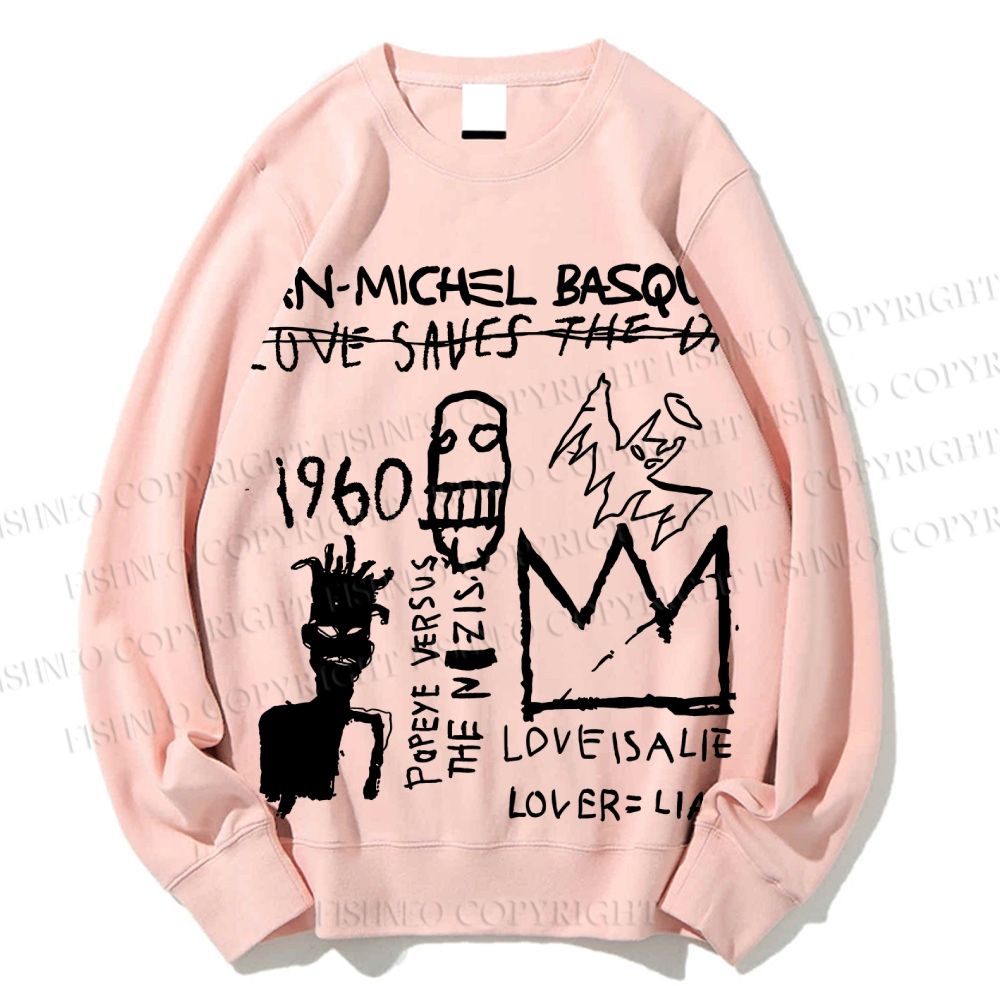 Unisex Jean-Michel Basquiat Graffiti Printed Sweatshirt