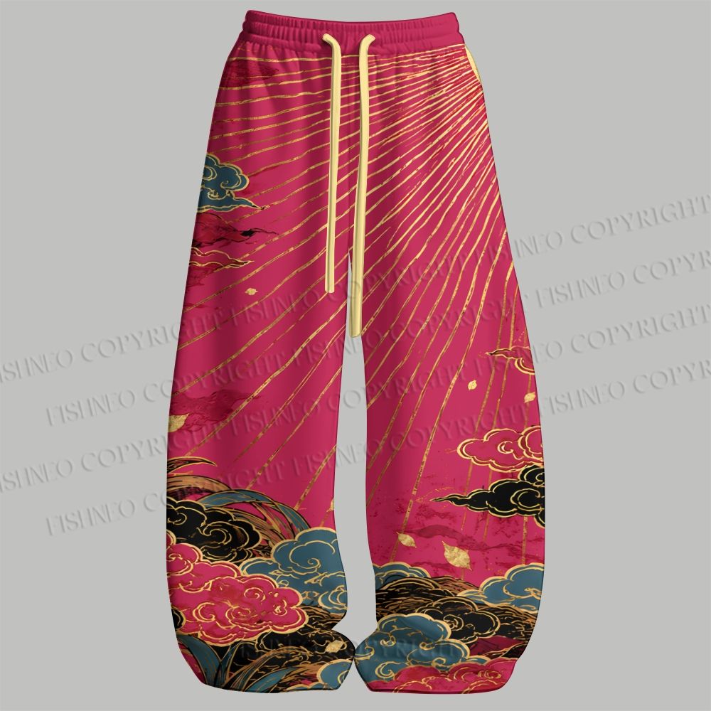 Screaming Cat Ukiyo-e Men's Sleeveless Tank Top & Elasticated Trousers pants Two-Piece Streetwear Set