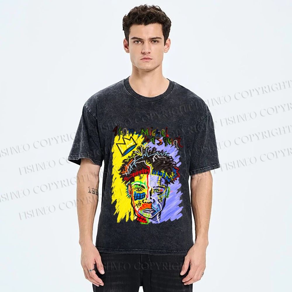 Unisex Jean-Michel Basquiat Printed Washed Tee