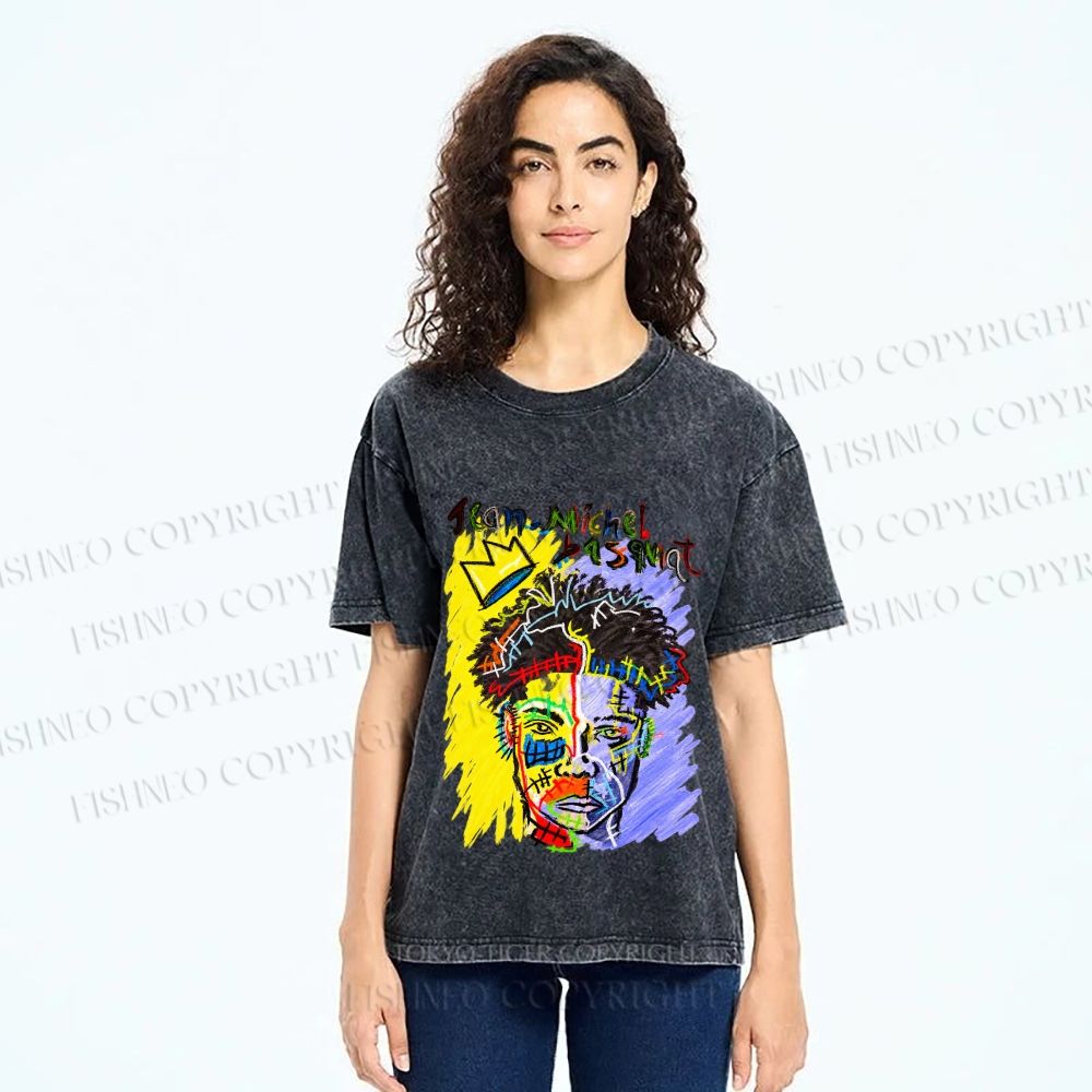 Unisex Jean-Michel Basquiat Printed Washed Tee