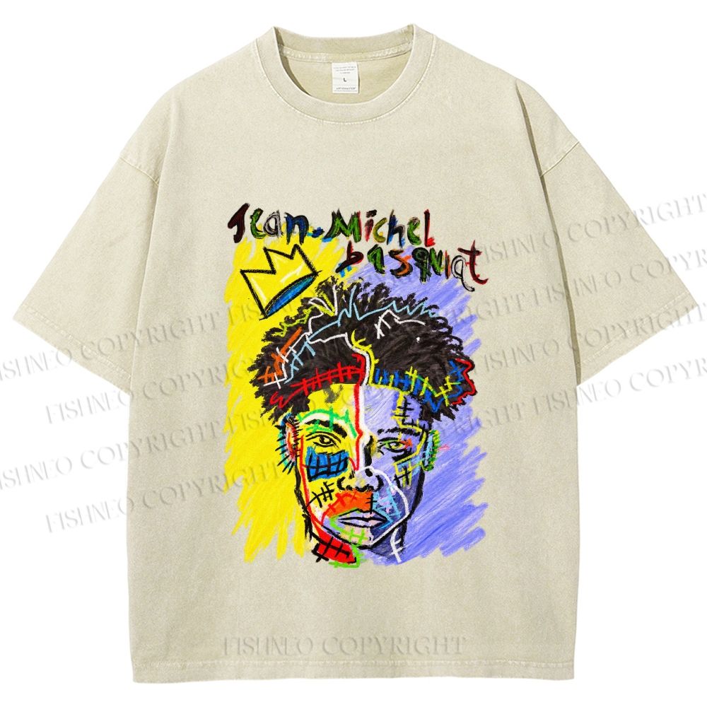 Unisex Jean-Michel Basquiat Printed Washed Tee