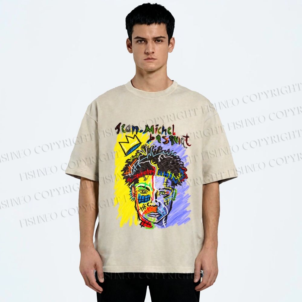 Unisex Jean-Michel Basquiat Printed Washed Tee