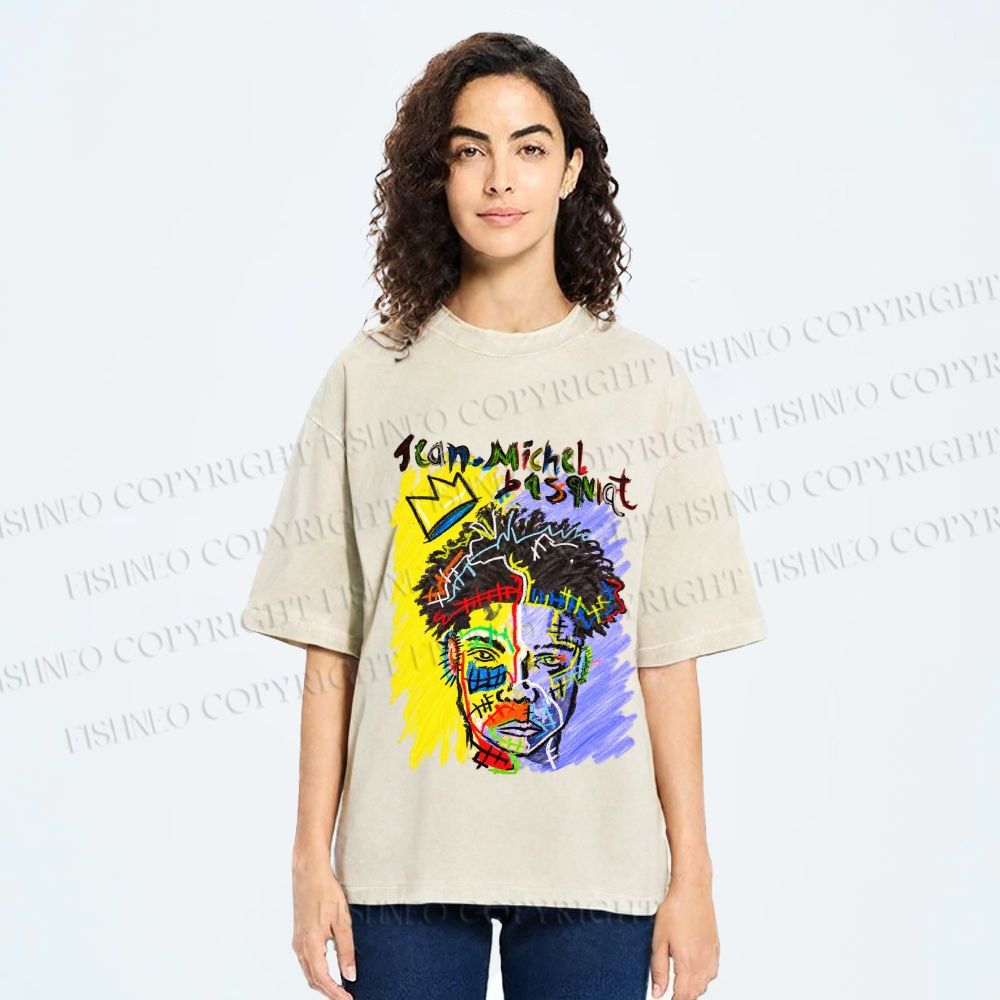 Unisex Jean-Michel Basquiat Printed Washed Tee