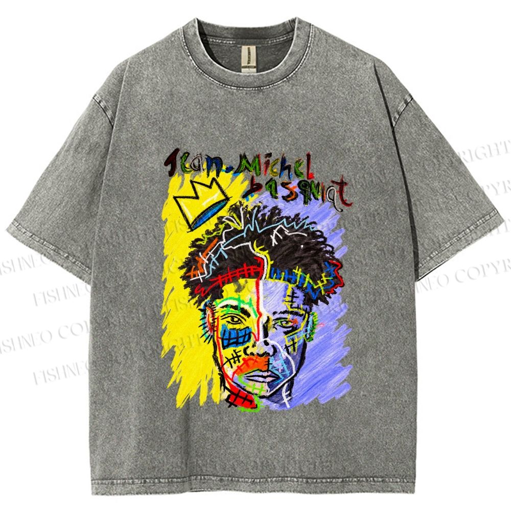 Unisex Jean-Michel Basquiat Printed Washed Tee