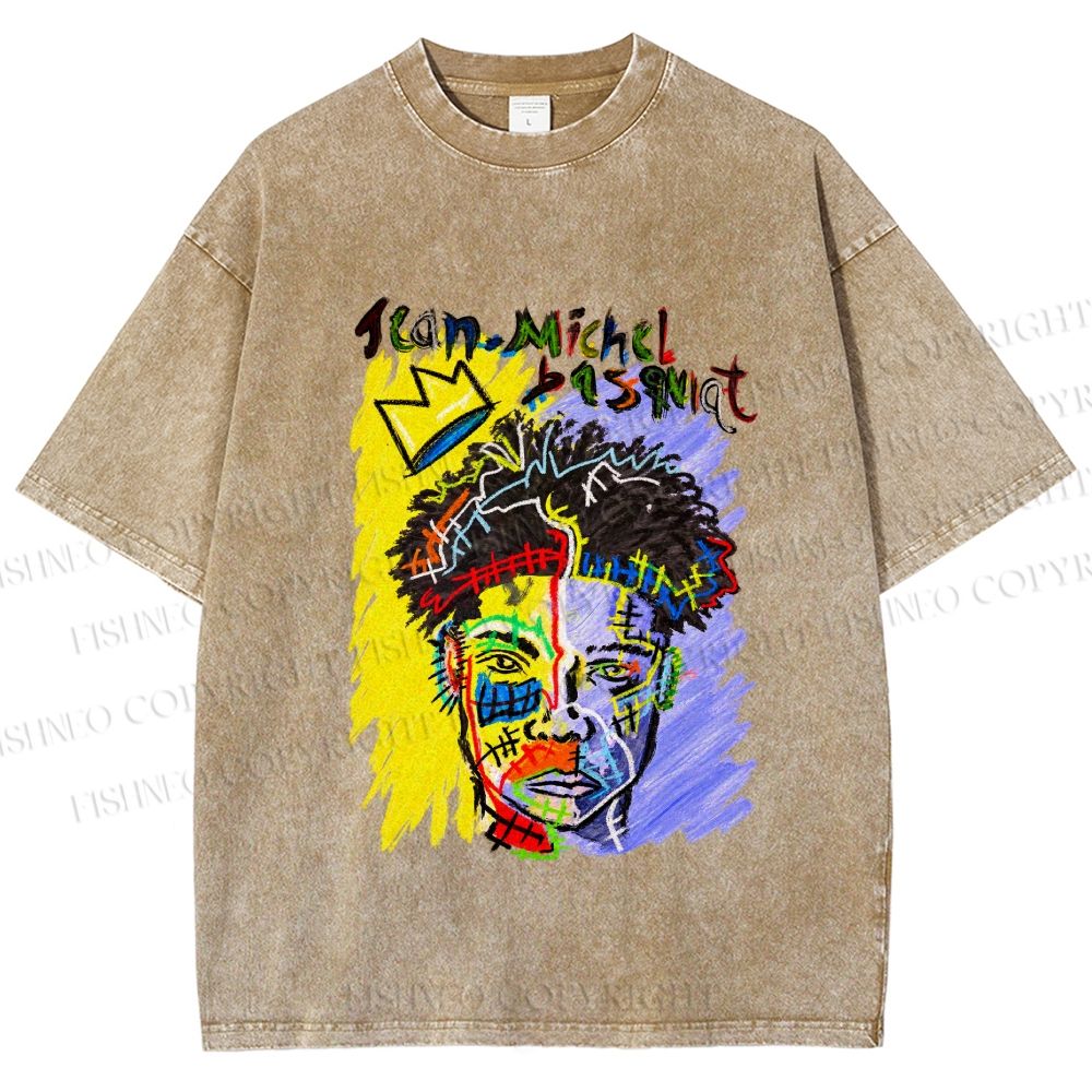 Unisex Jean-Michel Basquiat Printed Washed Tee