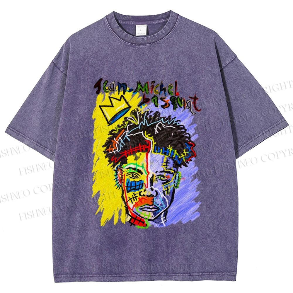 Unisex Jean-Michel Basquiat Printed Washed Tee