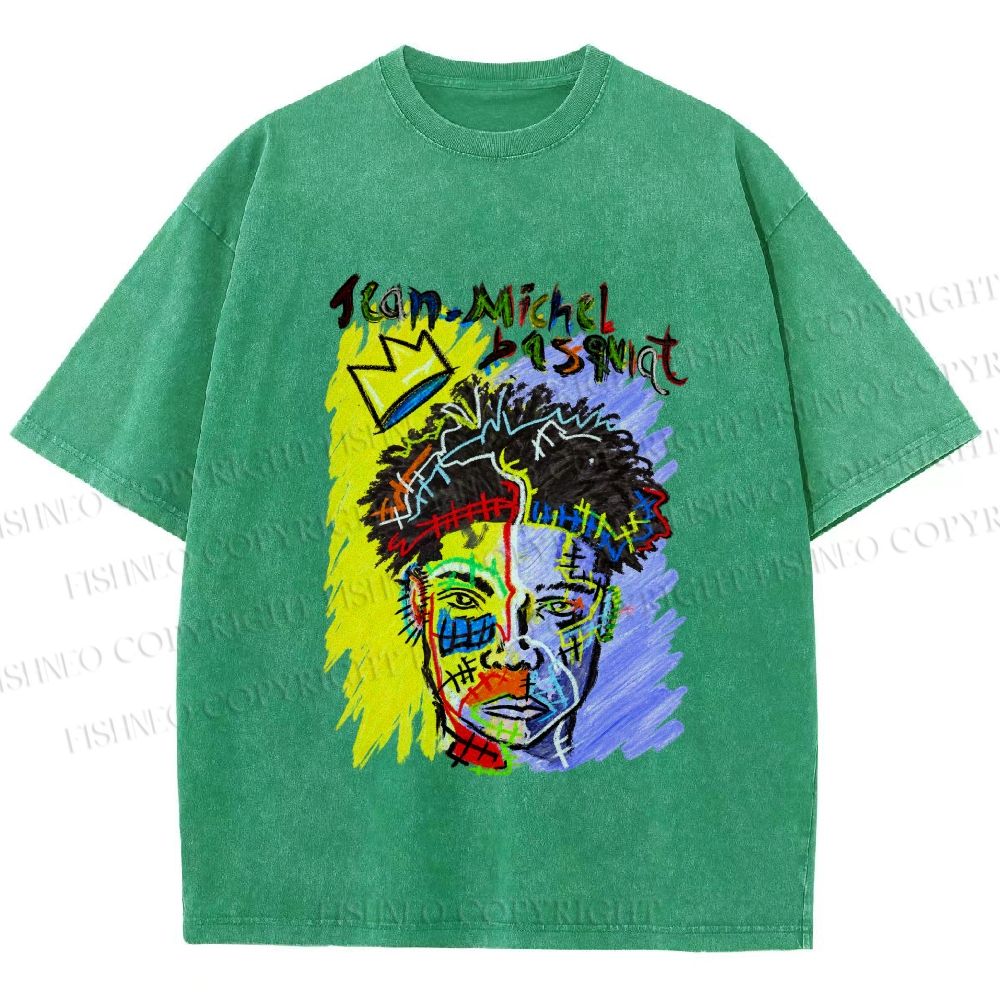 Unisex Jean-Michel Basquiat Printed Washed Tee
