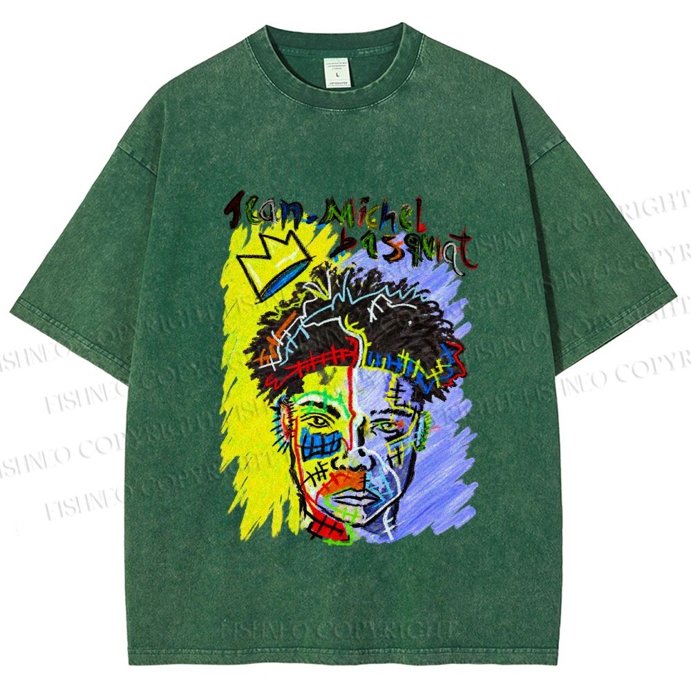 Unisex Jean-Michel Basquiat Printed Washed Tee