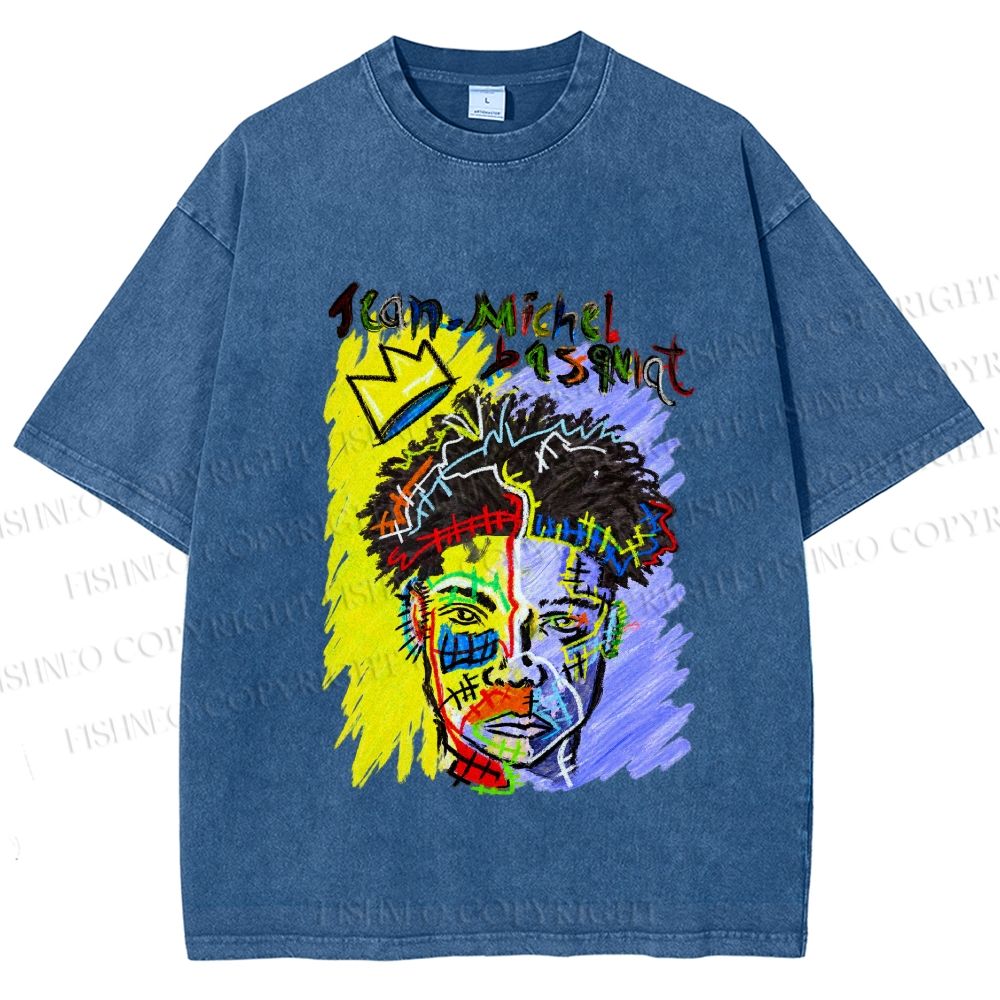 Unisex Jean-Michel Basquiat Printed Washed Tee