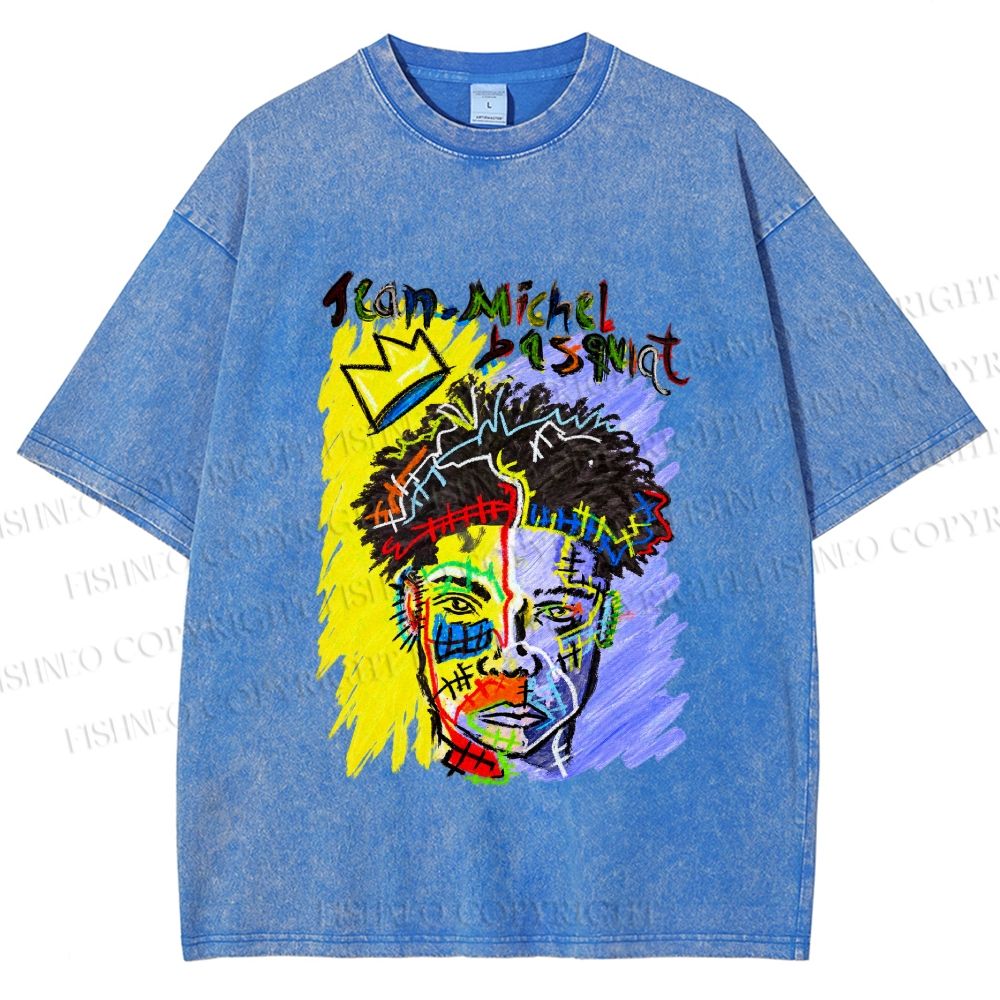 Unisex Jean-Michel Basquiat Printed Washed Tee