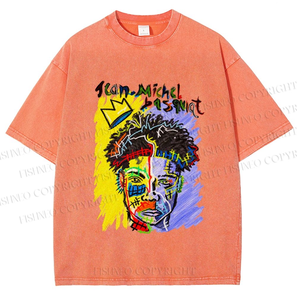 Unisex Jean-Michel Basquiat Printed Washed Tee