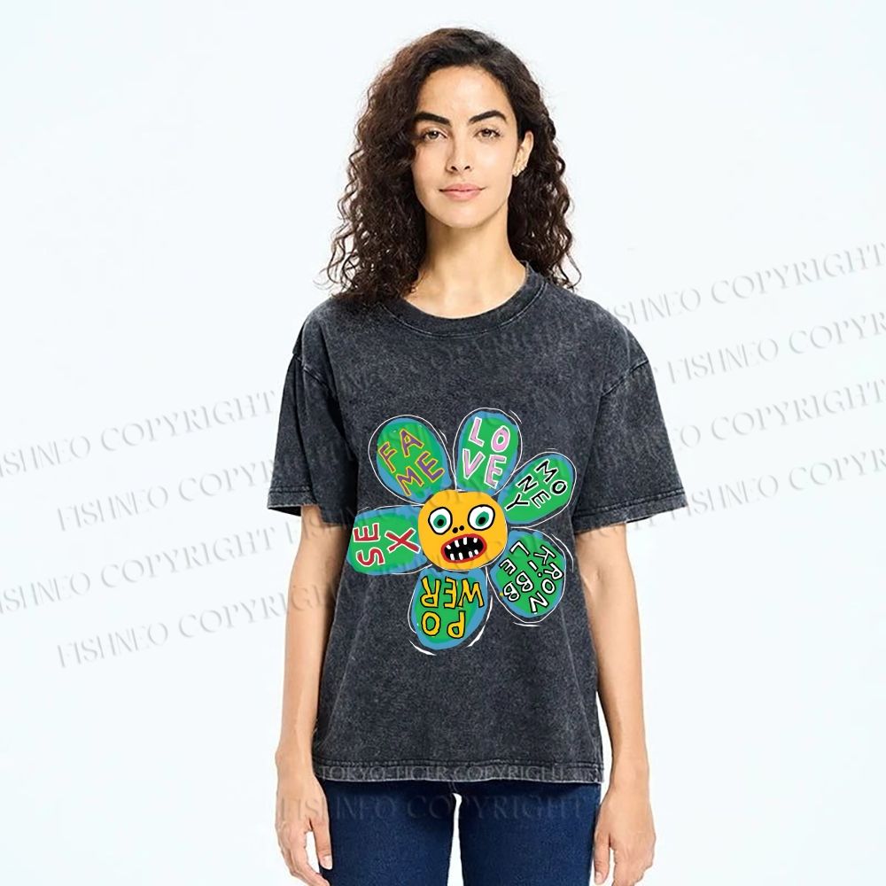 Unisex Fame Love Printed Washed Tee