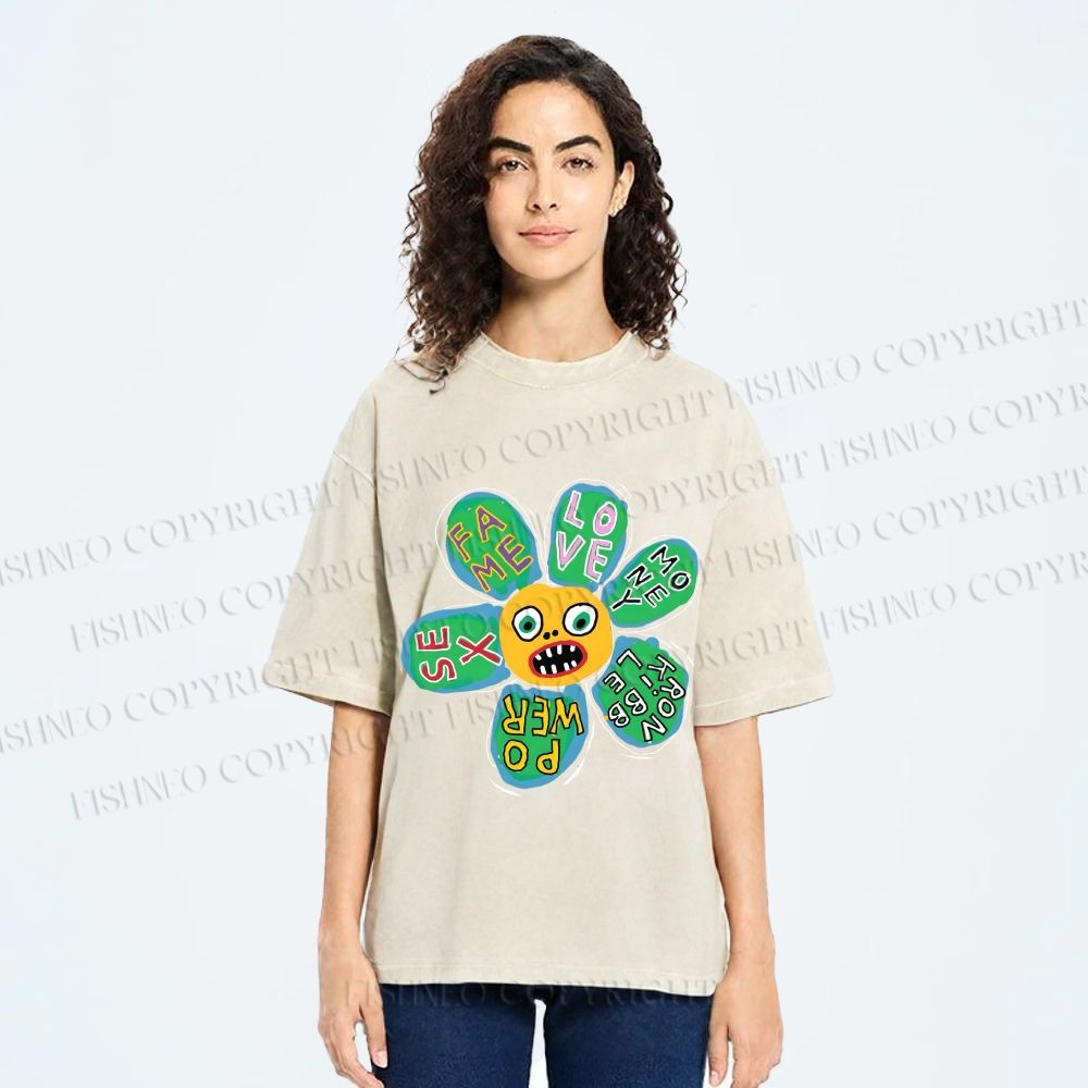 Unisex Fame Love Printed Washed Tee