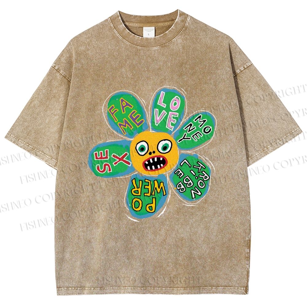 Unisex Fame Love Printed Washed Tee