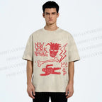 Unisex Jean-Michel Basquiat Graffiti Printed Washed Tee