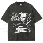 Unisex Jean-Michel Basquiat Graffiti Printed Washed Tee