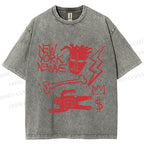 Unisex Jean-Michel Basquiat Graffiti Printed Washed Tee