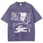 Unisex Jean-Michel Basquiat Graffiti Printed Washed Tee