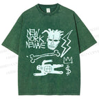 Unisex Jean-Michel Basquiat Graffiti Printed Washed Tee