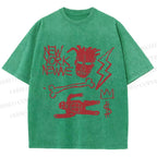 Unisex Jean-Michel Basquiat Graffiti Printed Washed Tee