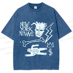 Unisex Jean-Michel Basquiat Graffiti Printed Washed Tee