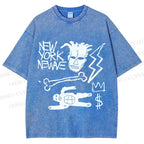 Unisex Jean-Michel Basquiat Graffiti Printed Washed Tee