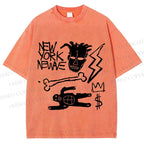 Unisex Jean-Michel Basquiat Graffiti Printed Washed Tee