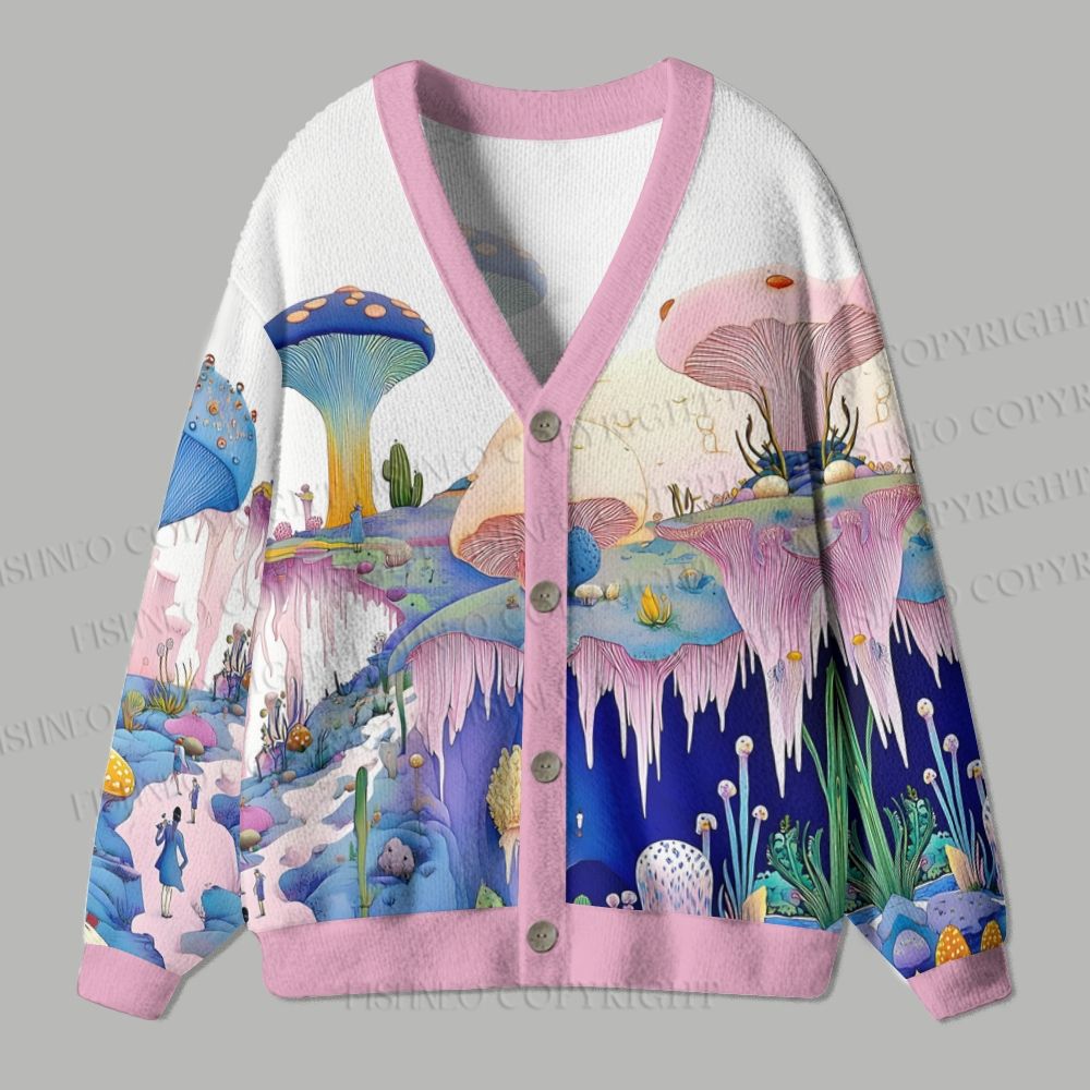 Mushroom Vellay Ugly Cardigan Sweater