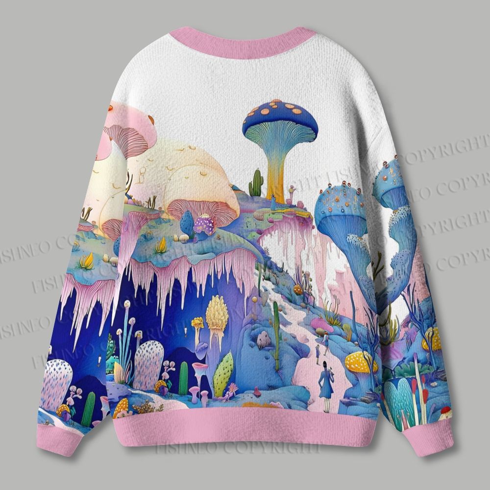 Mushroom Vellay Ugly Cardigan Sweater