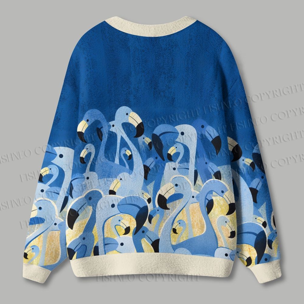 Blue Flamingo Ugly Cardigan Sweater