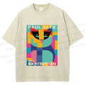 Unisex Paul Klee Geometric Cat Printed Washed Tee