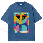 Unisex Paul Klee Geometric Cat Printed Washed Tee